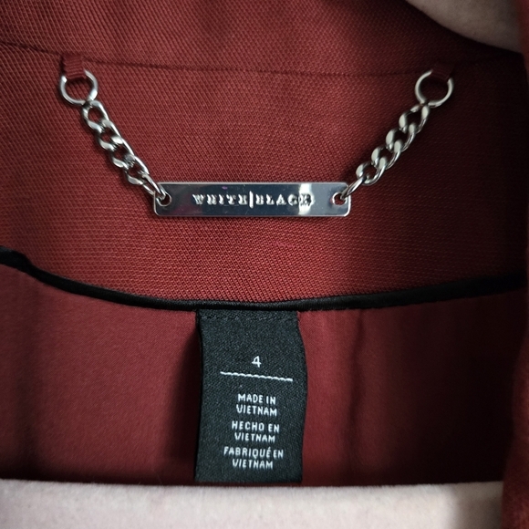 White House Black Market, Rust Red Cropped Linen Moto Blazer, Size 4 Small - Picture 9 of 11